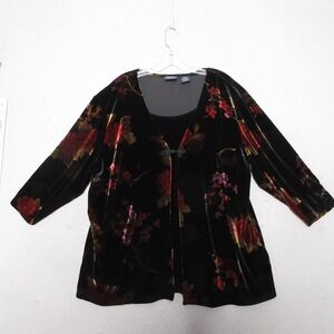 Laura Scott Top Plus 16 18 Dark Floral Velvet Whimsigoth Grunge Y2K Vintage Vamp